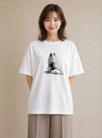 半袖Tシャツ レディース サモエド 犬 いぬ イラスト シンプル 春コーデ 姉妹 白T YMAZO