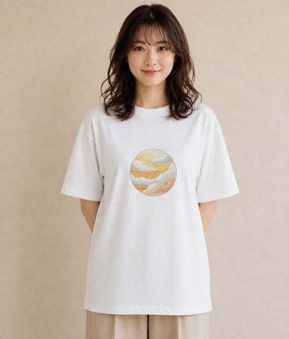半袖Tシャツ レディース 太陽 星空 宇宙 イラスト 抜け感 母の日 ビーチ 白T YMAZO