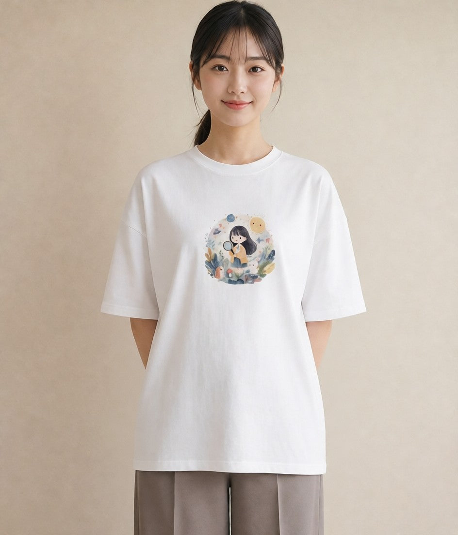 グラフィックTシャツ レディース 惑星 星空 宇宙 イラスト 旅行用 海 白T YMAZO