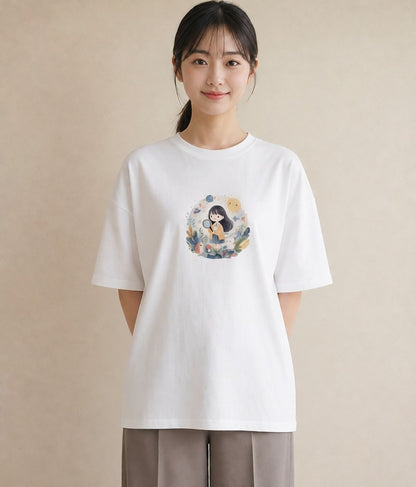 グラフィックTシャツ レディース 惑星 星空 宇宙 イラスト 旅行用 海 白T YMAZO