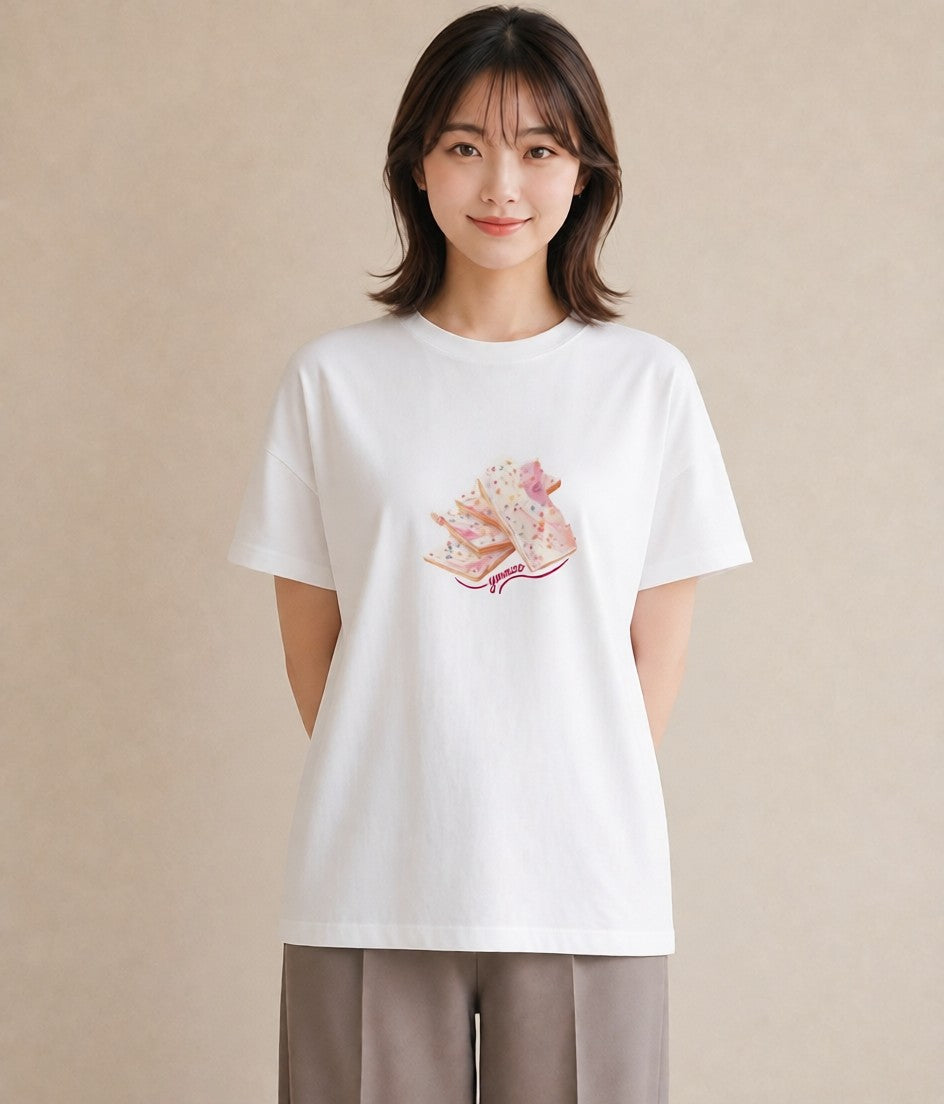 プリントTシャツ レディース アイス 食べ物 フード イラスト ミニマル 海 カフェ巡り 白T YMAZO