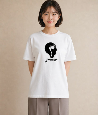 Tシャツ レディース 手鏡 アンティーク レトロ ナチュラル イラスト ニュアンス 通勤 在宅 白T YMAZO