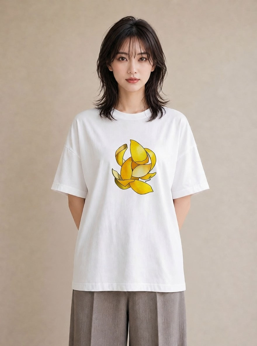 プリントTシャツ レディース レモン 檸檬 食べ物 フード イラスト こなれ感 公園 ママ 白T YMAZO