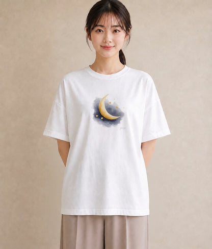 半袖Tシャツ レディース 天の川 星空 宇宙 イラスト ミセス 春コーデ 白T YMAZO