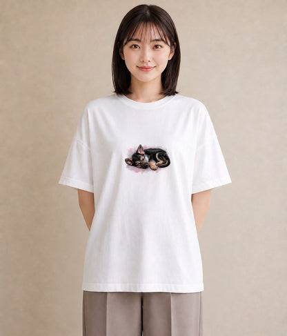 デザインTシャツ レディース ジャーマンシェパード 犬 いぬ イラスト ユニーク 在宅 公園 白T YMAZO