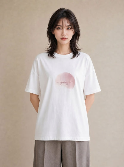 半袖Tシャツ レディース 紙風船 和紙 ナチュラル アンティーク イラスト ユニーク デイリーウェア 休日 白T YMAZO