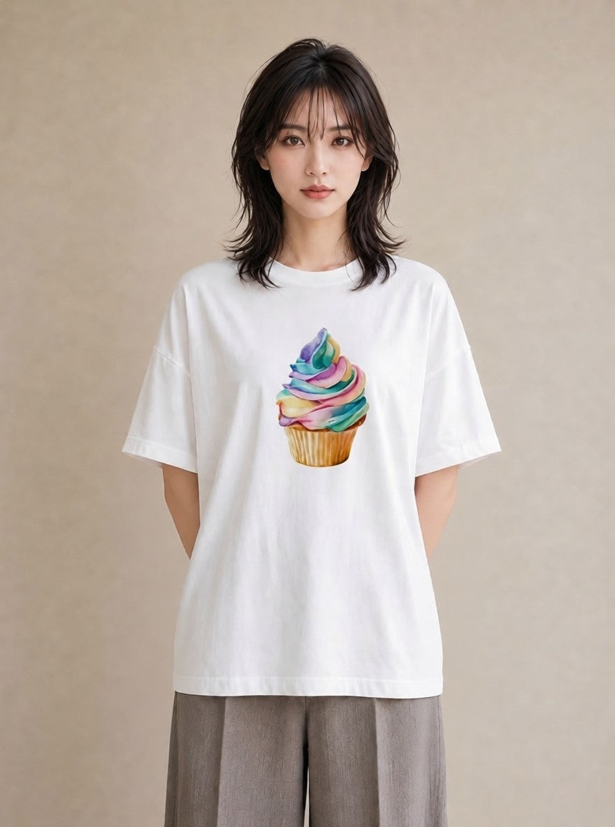 グラフィックTシャツ レディース マカロン 食べ物 フード イラスト カフェコーデ ママ カフェ服 白T YMAZO