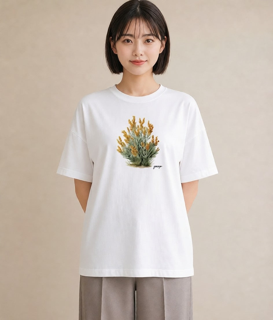 Tシャツ レディース 苔 植物 ボタニカル イラスト きれいめカジュアル 女子会 お揃い 白T YMAZO