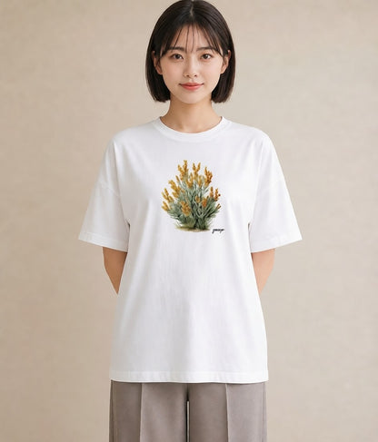 Tシャツ レディース 苔 植物 ボタニカル イラスト きれいめカジュアル 女子会 お揃い 白T YMAZO