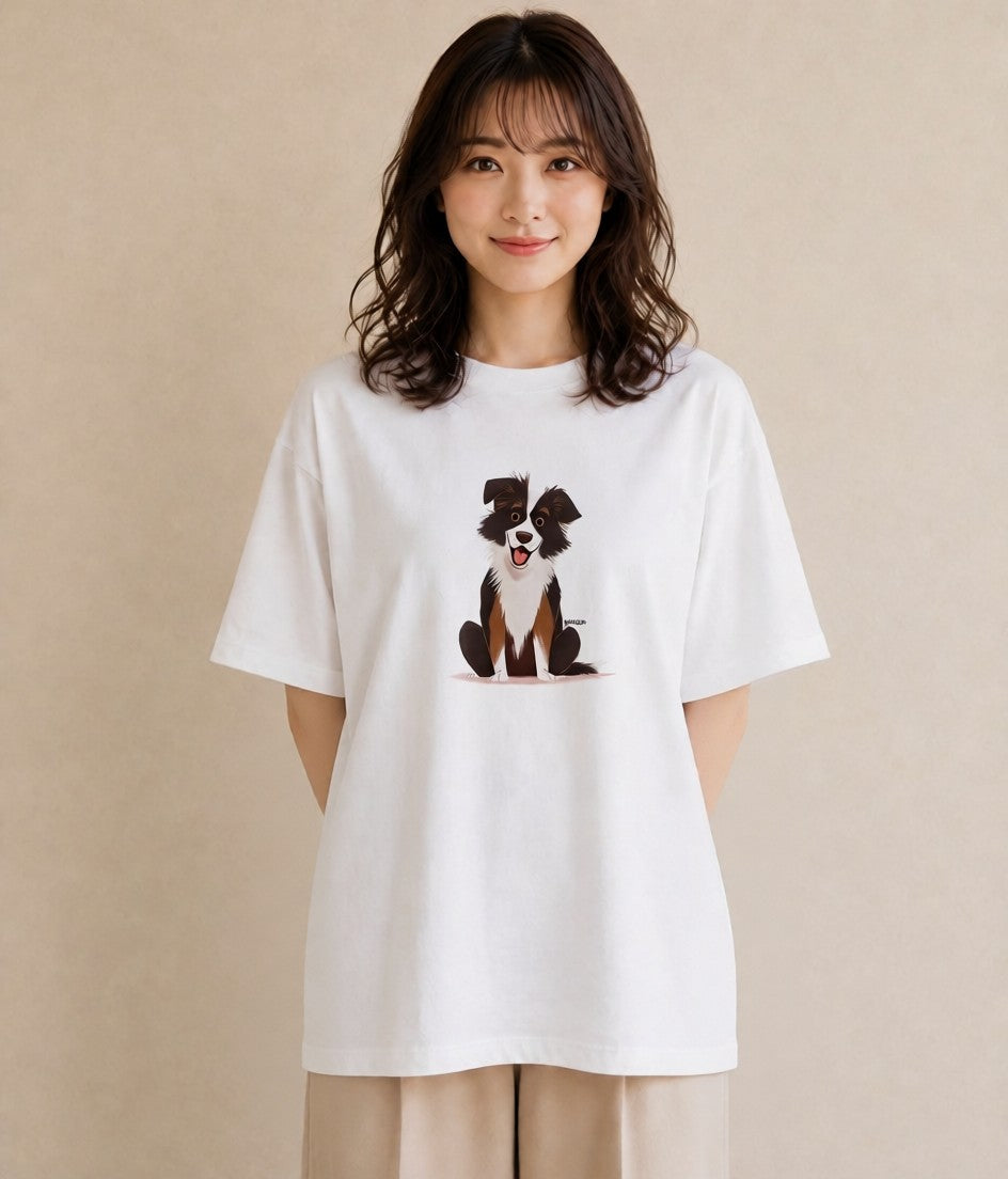 グラフィックTシャツ レディース ボーダーコリー 犬 いぬ イラスト フェミニン 春コーデ 姉妹 白T YMAZO