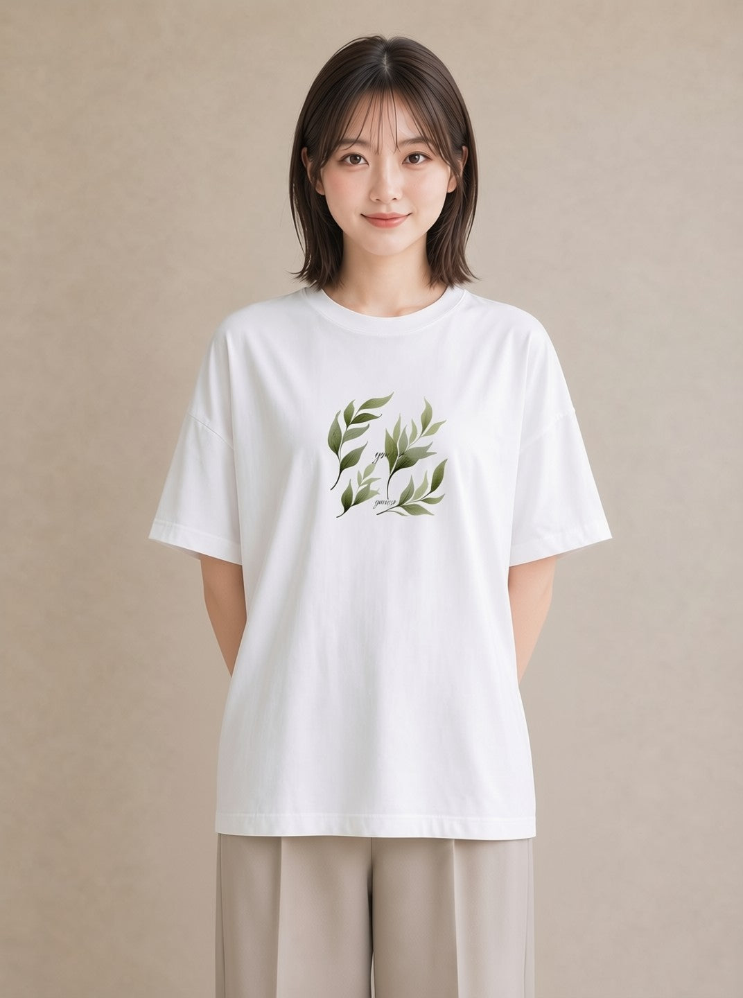 デザインTシャツ レディース 苔 植物 ボタニカル イラスト 旅行コーデ 春コーデ 姉妹 白T YMAZO