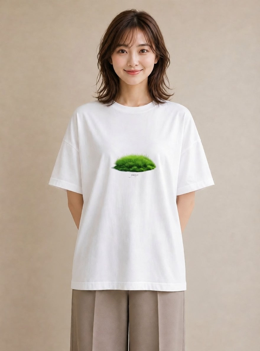 プリントTシャツ レディース 芝生 植物 ボタニカル イラスト きれいめカジュアル 親子 20代 白T YMAZO