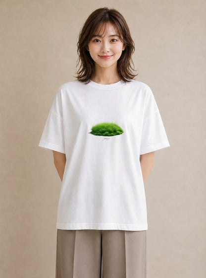 プリントTシャツ レディース 芝生 植物 ボタニカル イラスト きれいめカジュアル 親子 20代 白T YMAZO