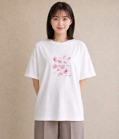 半袖Tシャツ レディース さくら 桜 サクラ 花 花柄 イラスト 手描き風 お出かけ 普段着 白T