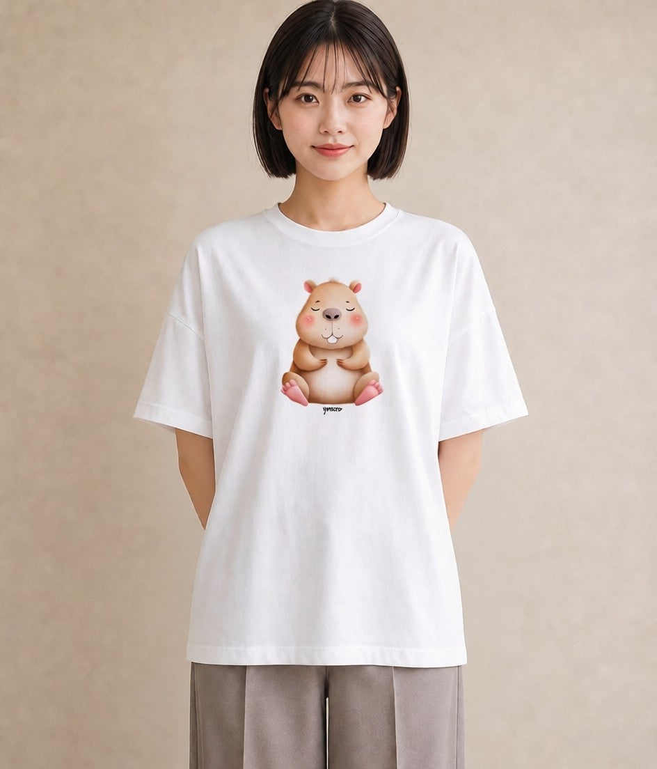 グラフィックTシャツ レディース モルモット ペット 動物 イラスト 手描き風 敬老の日 ホワイトデー 白T YMAZO