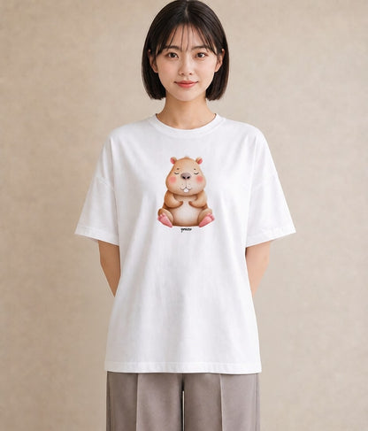 グラフィックTシャツ レディース モルモット ペット 動物 イラスト 手描き風 敬老の日 ホワイトデー 白T YMAZO
