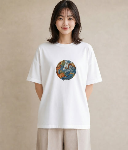 プリントTシャツ レディース 土星 星空 宇宙 イラスト 上品 ギフト 母の日 白T YMAZO