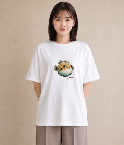 半袖Tシャツ レディース メダカ ペット 動物 イラスト 韓国風 母の日 ビーチ 白T YMAZO