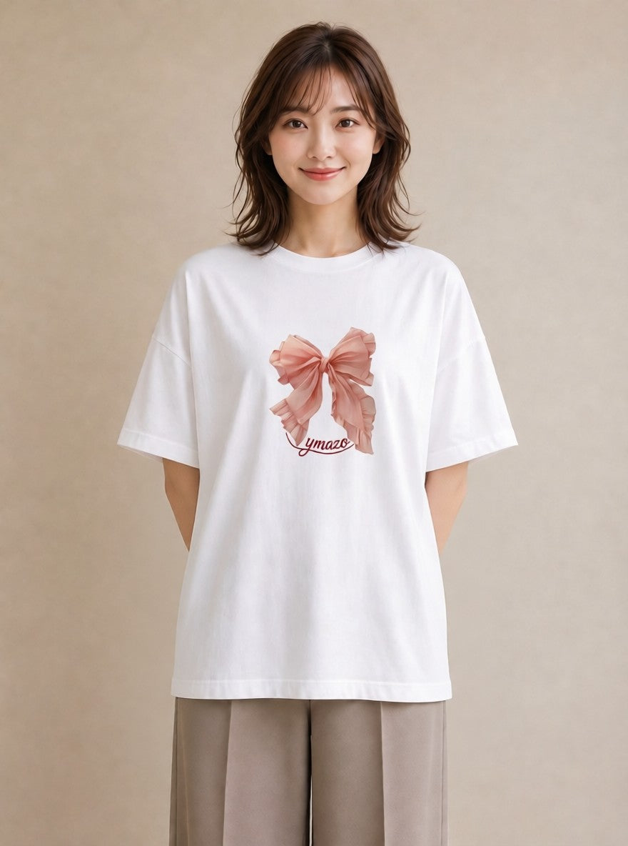 グラフィックTシャツ レディース レースハンカチ レース ハンカチ ナチュラル アンティーク イラスト ユニーク 女性向けギフト 散歩 白T YMAZO