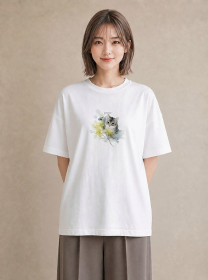 半袖Tシャツ レディース 愛猫 猫 ねこ イラスト モード 春コーデ 姉妹 白T YMAZO