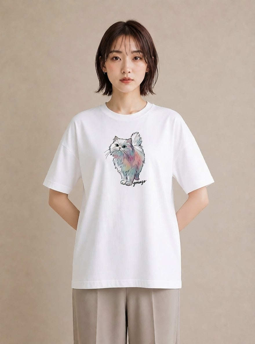 デザインTシャツ レディース ソマリ 猫 ねこ イラスト 北欧風 ギフト 母の日 白T YMAZO