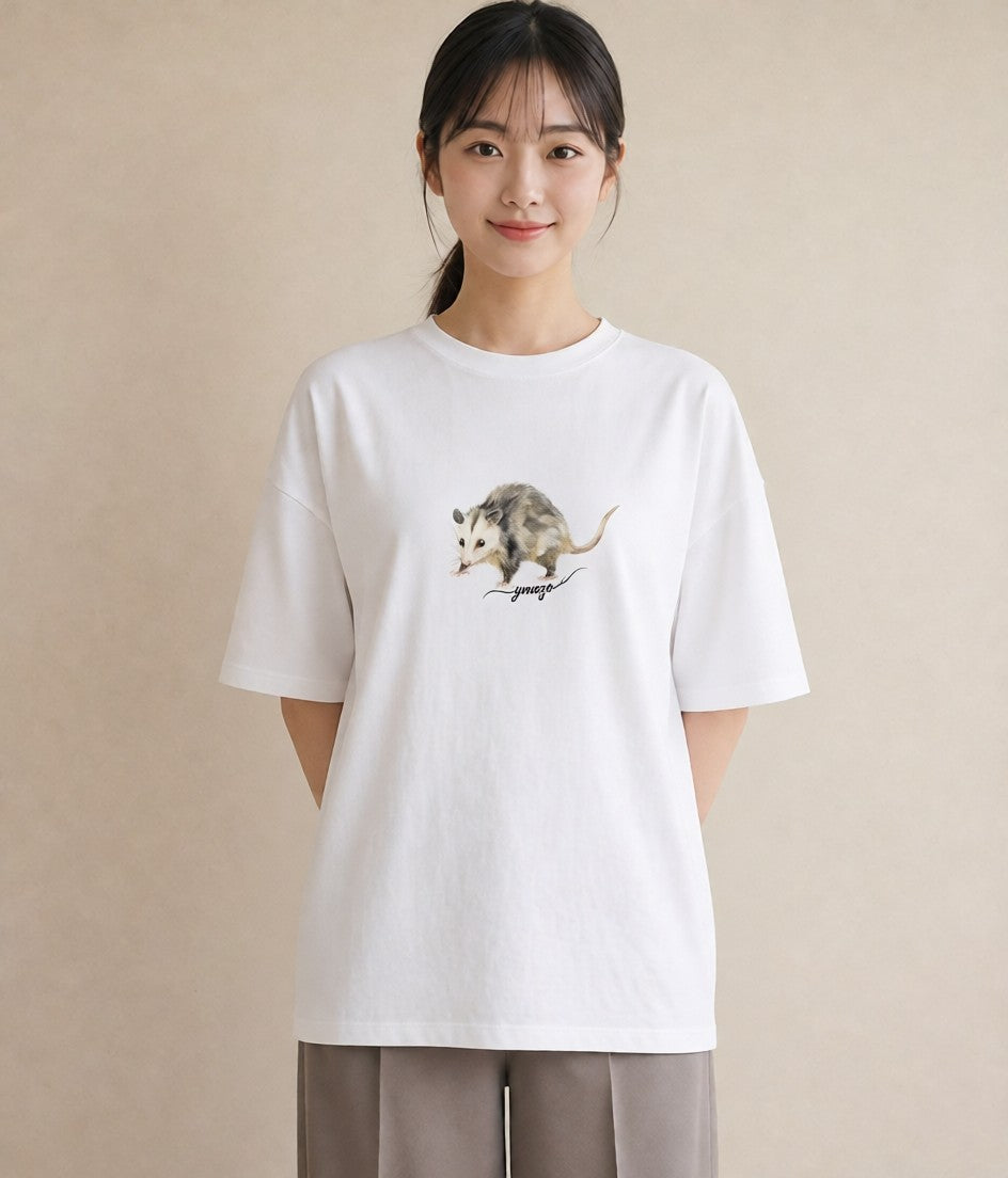 デザインTシャツ レディース デグー ペット 動物 イラスト シンプル 敬老の日 ホワイトデー 白T YMAZO