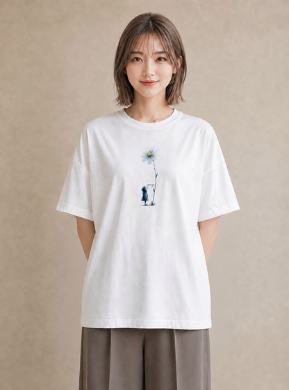 デザインTシャツ レディース マーガレット 花 花柄 イラスト ナチュラル 女子会 お揃い 白T
