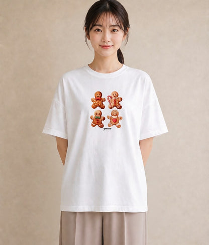 半袖Tシャツ レディース クッキー 食べ物 フード イラスト ミニマル 旅行用 海 白T YMAZO