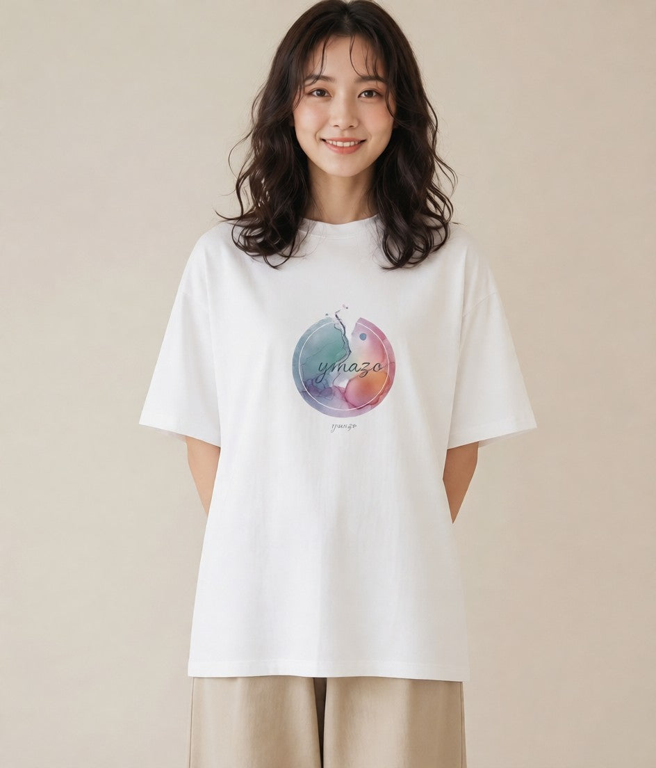 デザインTシャツ レディース 水瓶座 星空 宇宙 イラスト 可愛い カフェ服 クリスマス 白T YMAZO
