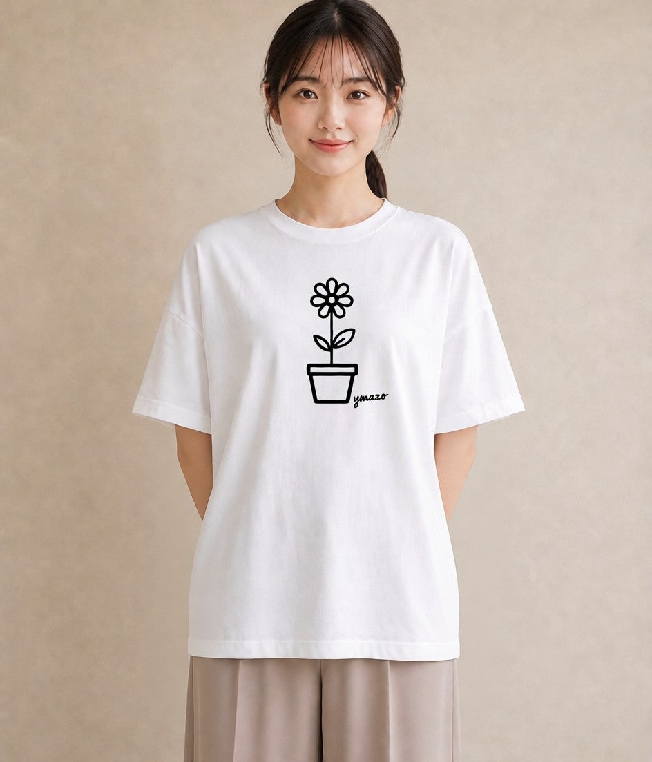 半袖Tシャツ レディース 観葉植物 ボタニカル 植物 イラスト 旅行コーデ お出かけ 普段着 白T YMAZO