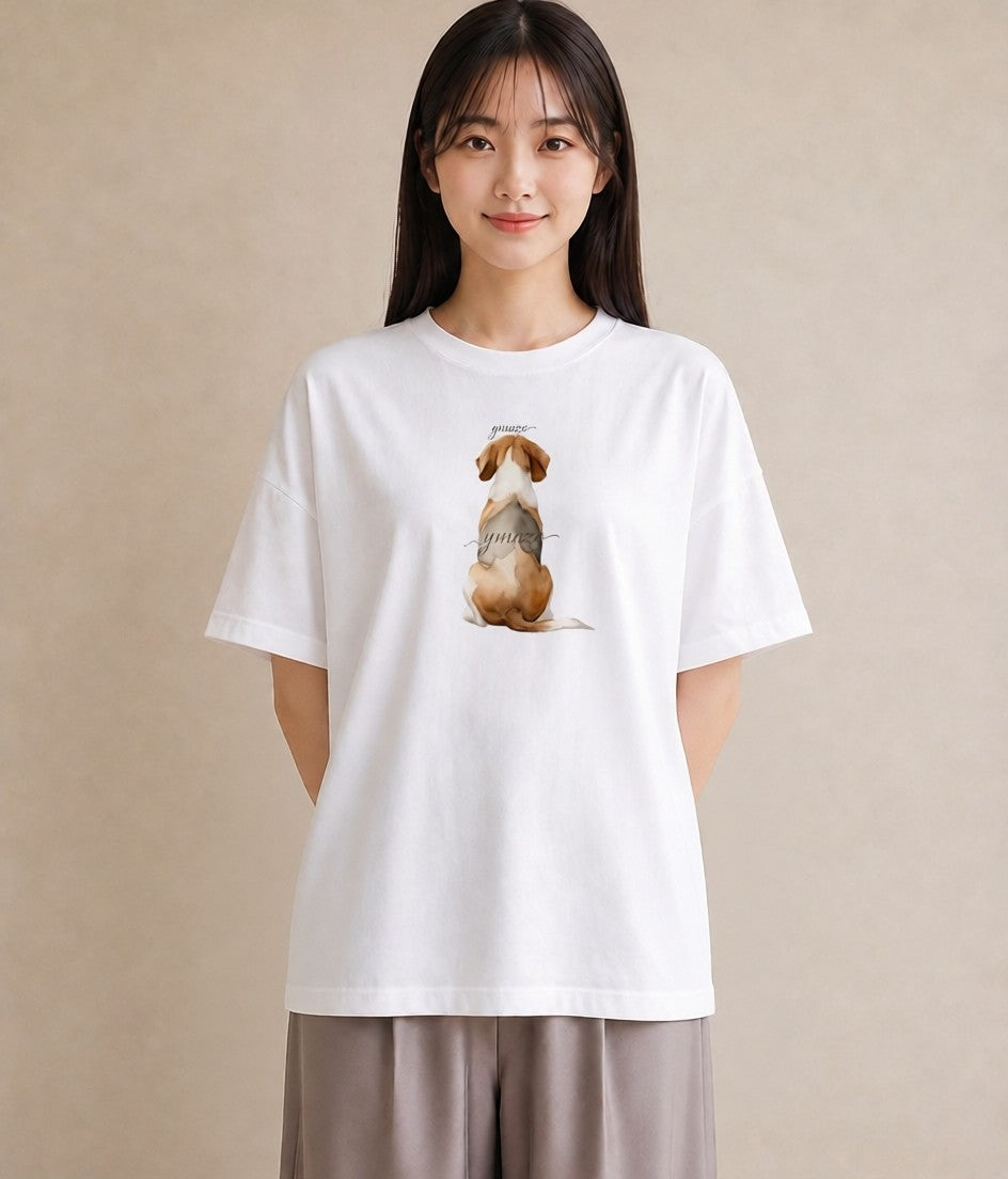 プリントTシャツ レディース ビーグル 犬 いぬ イラスト 北欧風 お出かけ 普段着 白T YMAZO