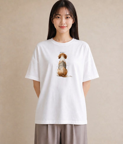 プリントTシャツ レディース ビーグル 犬 いぬ イラスト 北欧風 お出かけ 普段着 白T YMAZO
