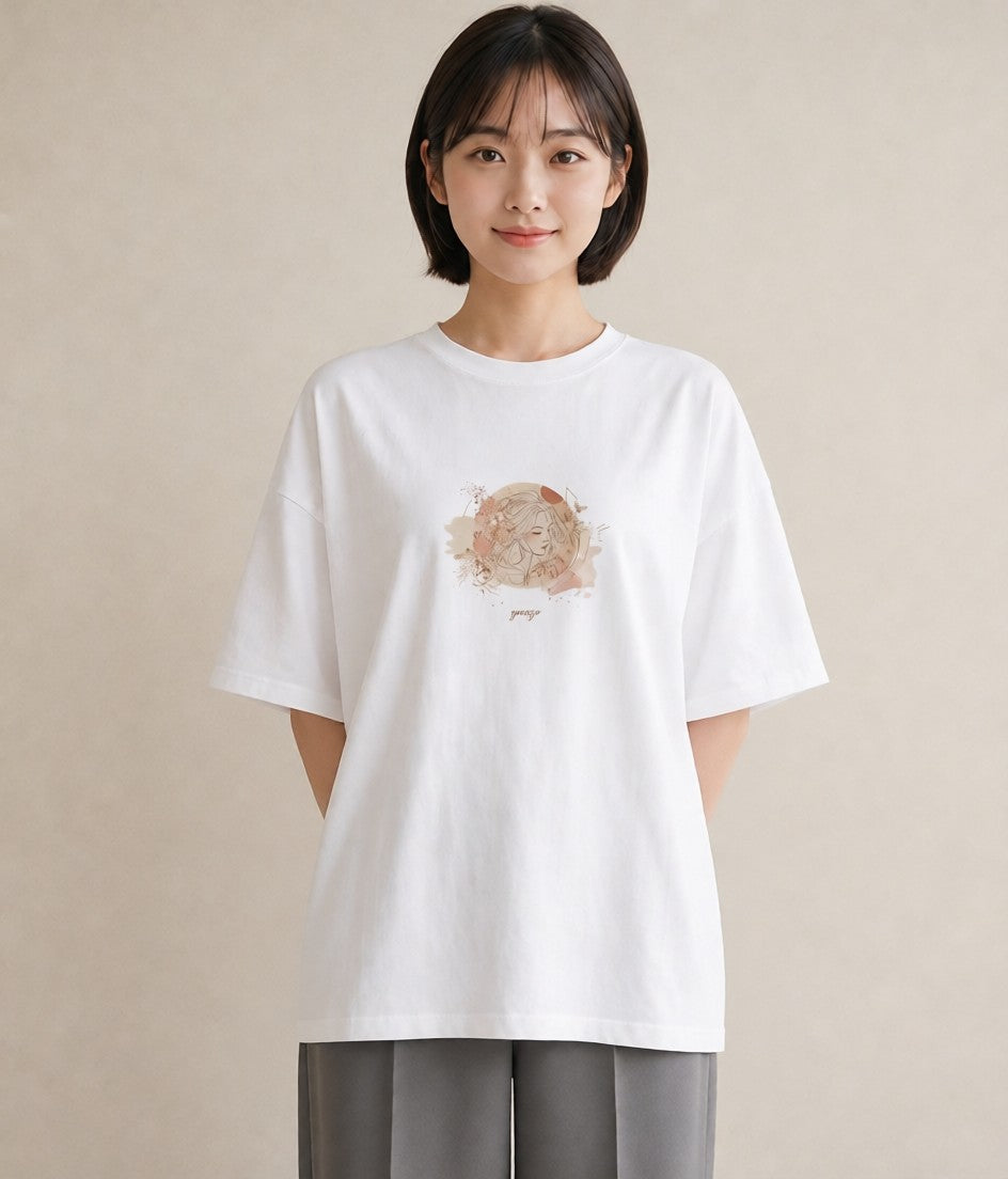 半袖Tシャツ レディース 獅子座 星空 宇宙 イラスト ラフ おしゃれギフト 社会人 白T YMAZO