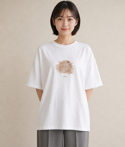 半袖Tシャツ レディース 獅子座 星空 宇宙 イラスト ラフ おしゃれギフト 社会人 白T YMAZO