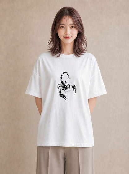 半袖Tシャツ レディース 蠍座 星空 宇宙 イラスト ラフカジュアル ミセス 春コーデ 白T YMAZO