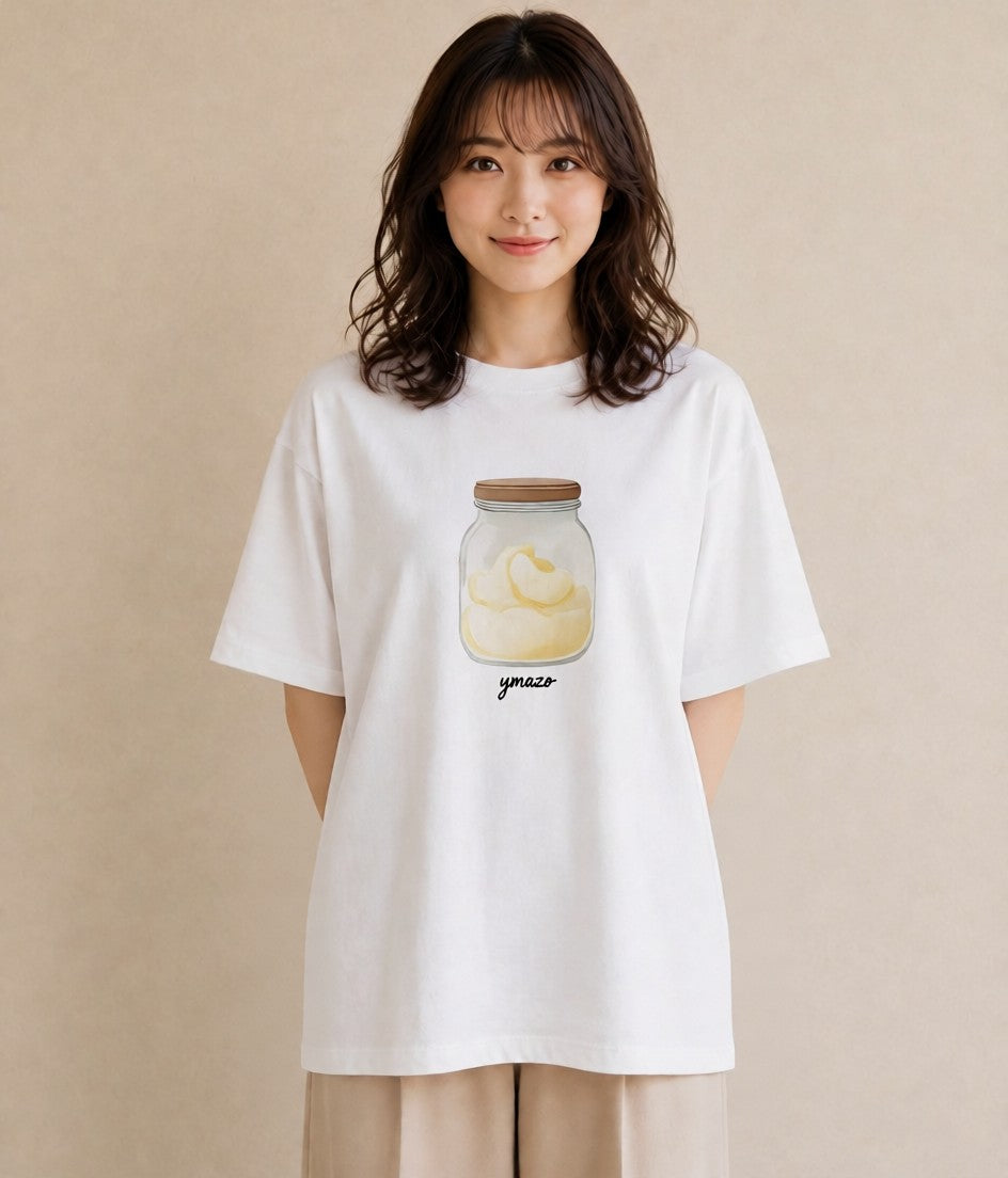半袖Tシャツ レディース プリン 食べ物 フード イラスト ボタニカル 通学 誕生日プレゼント 白T YMAZO