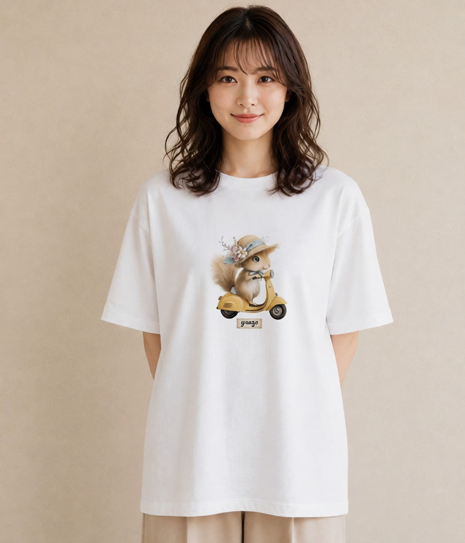 Tシャツ レディース シマリス ペット 動物 イラスト こなれ感 夏コーデ 通学 白T YMAZO