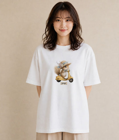Tシャツ レディース シマリス ペット 動物 イラスト こなれ感 夏コーデ 通学 白T YMAZO