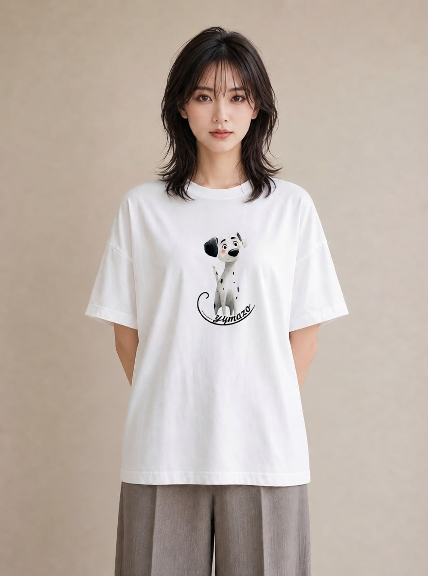 グラフィックTシャツ レディース 犬好き 犬 いぬ イラスト 北欧風 誕生日プレゼント 綿100 白T YMAZO