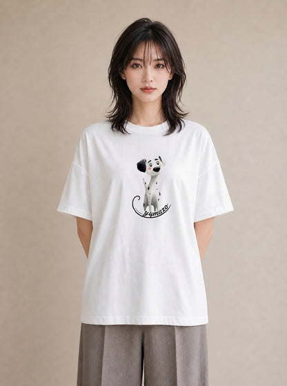 グラフィックTシャツ レディース 犬好き 犬 いぬ イラスト 北欧風 誕生日プレゼント 綿100 白T YMAZO