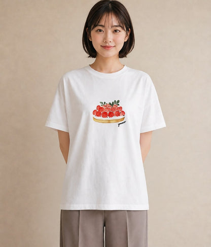 グラフィックTシャツ レディース プリン 食べ物 フード イラスト シンプル 誕生日プレゼント 綿100 白T YMAZO