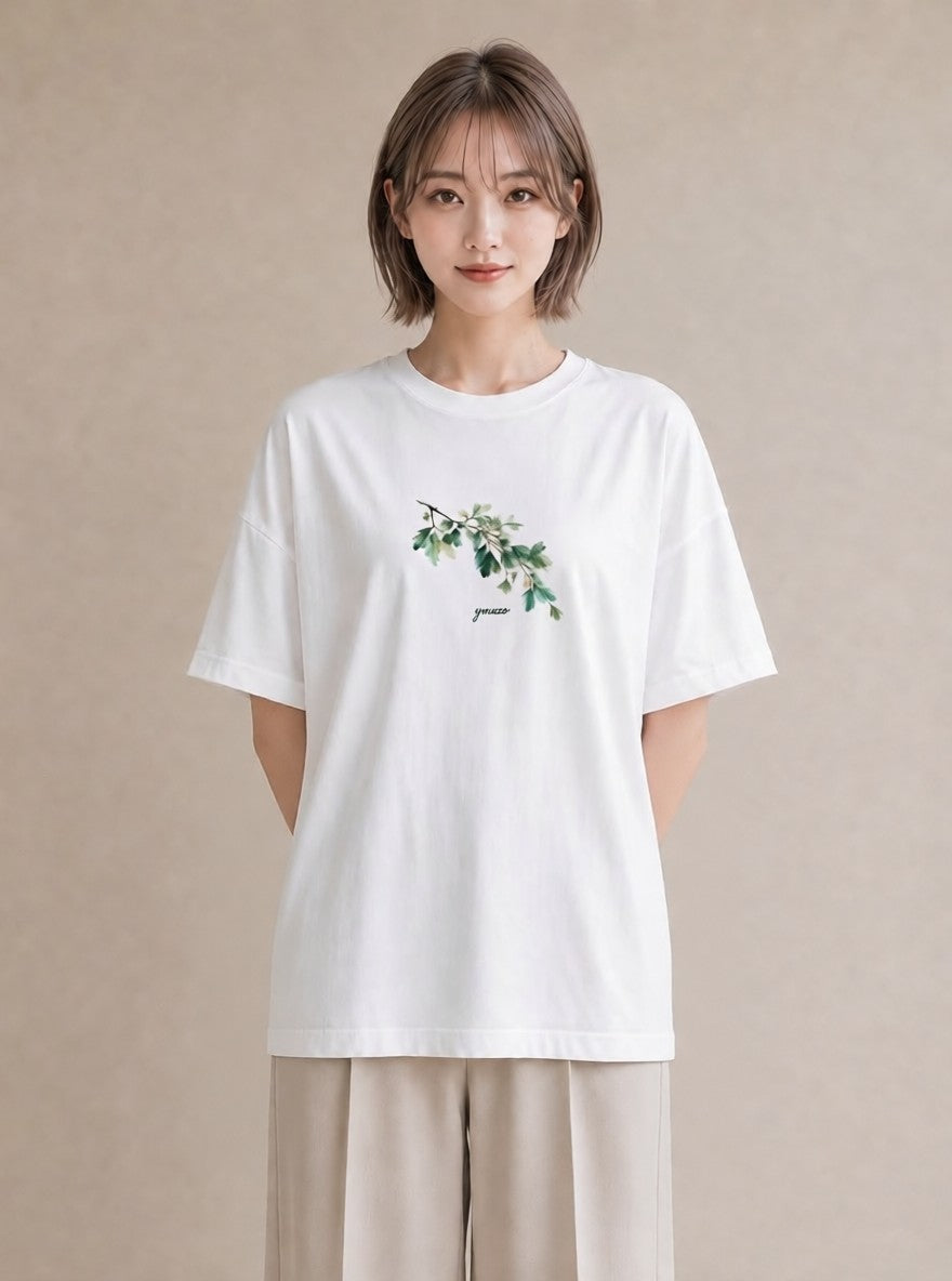 デザインTシャツ レディース つる 植物 ボタニカル イラスト シック 旅行 母娘コーデ 白T YMAZO