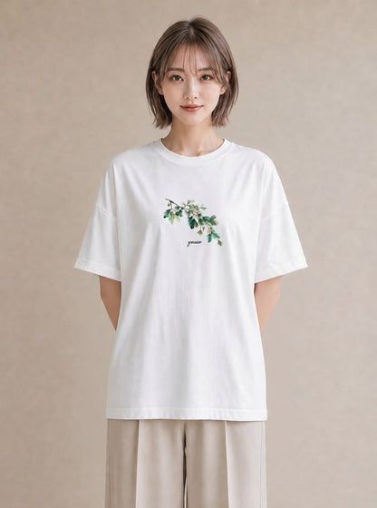 デザインTシャツ レディース つる 植物 ボタニカル イラスト シック 旅行 母娘コーデ 白T YMAZO