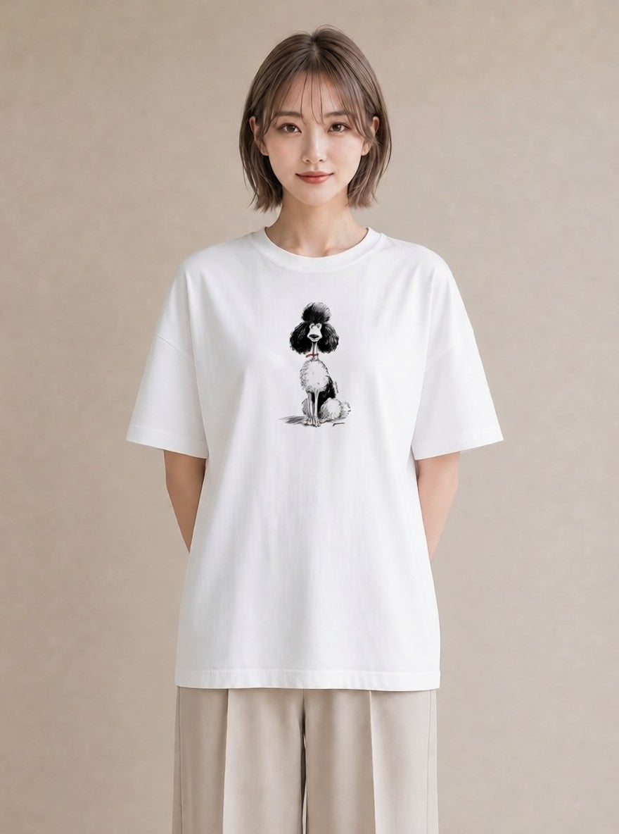 グラフィックTシャツ レディース トイプードル プードル 犬 いぬ イラスト ゆるコーデ 公園 ママ 白T YMAZO
