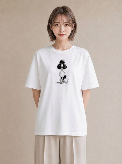 グラフィックTシャツ レディース トイプードル プードル 犬 いぬ イラスト ゆるコーデ 公園 ママ 白T YMAZO