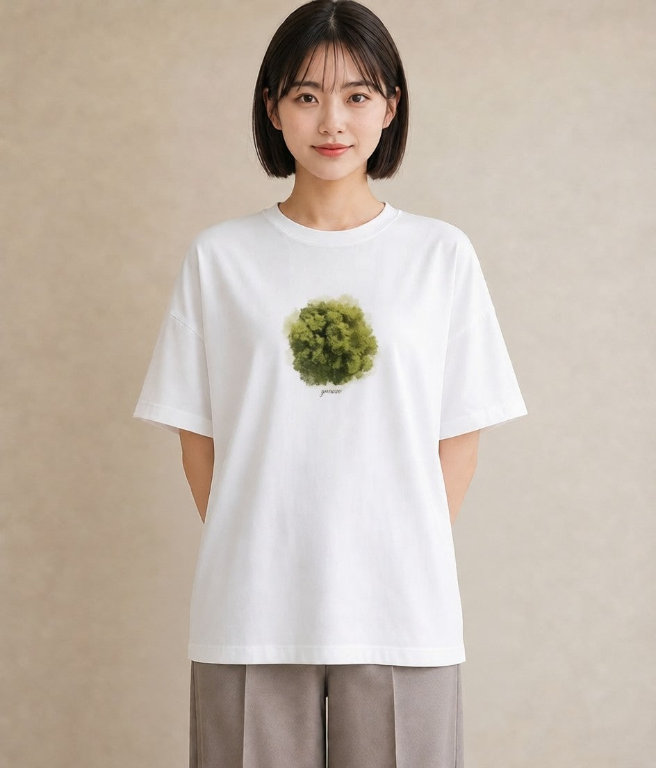 Tシャツ レディース 木 植物 ボタニカル イラスト レトロ レイヤード 友達ギフト 白T YMAZO