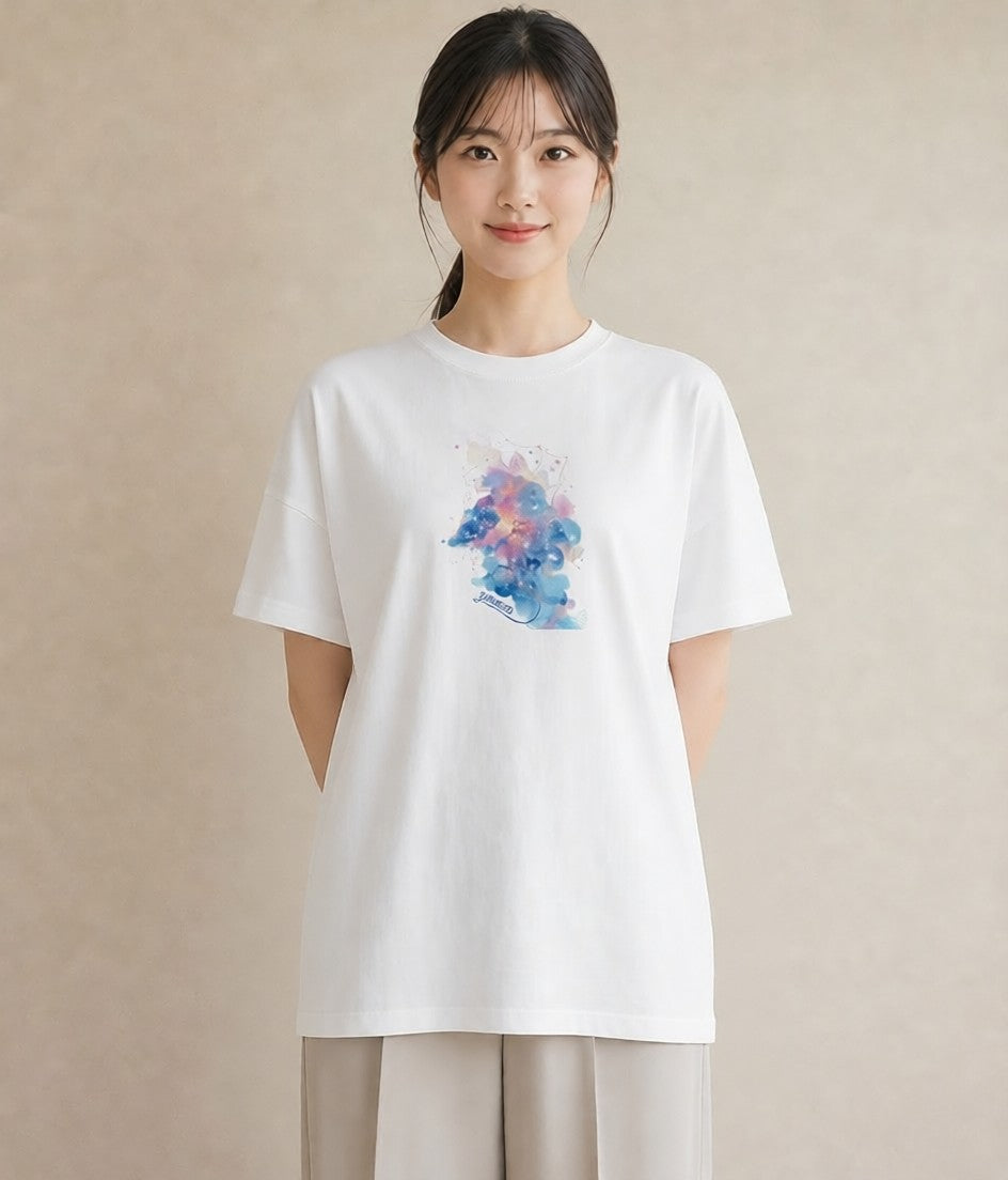 Tシャツ レディース 双子座 星空 宇宙 イラスト お洒落 夏コーデ 通学 白T YMAZO