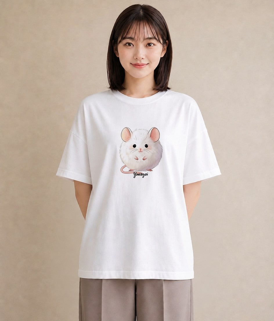 半袖Tシャツ レディース ロボロフスキー ペット 動物 イラスト レトロ クリスマス 旅行 白T YMAZO