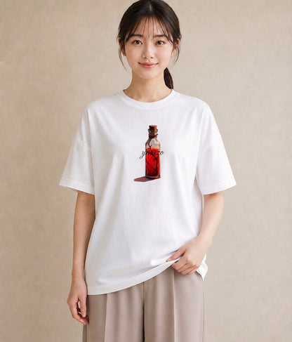 デザインTシャツ レディース ガラス瓶 小枝 ボタニカル ナチュラル アンティーク イラスト ポップ クリスマス 旅行 白T YMAZO