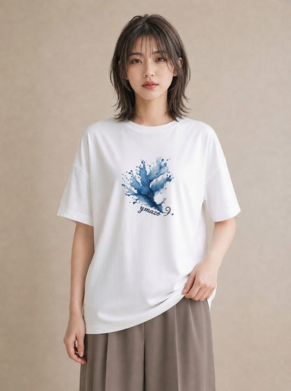 デザインTシャツ レディース 魚座 星空 宇宙 イラスト アート風 カフェ巡り 女子会 白T YMAZO